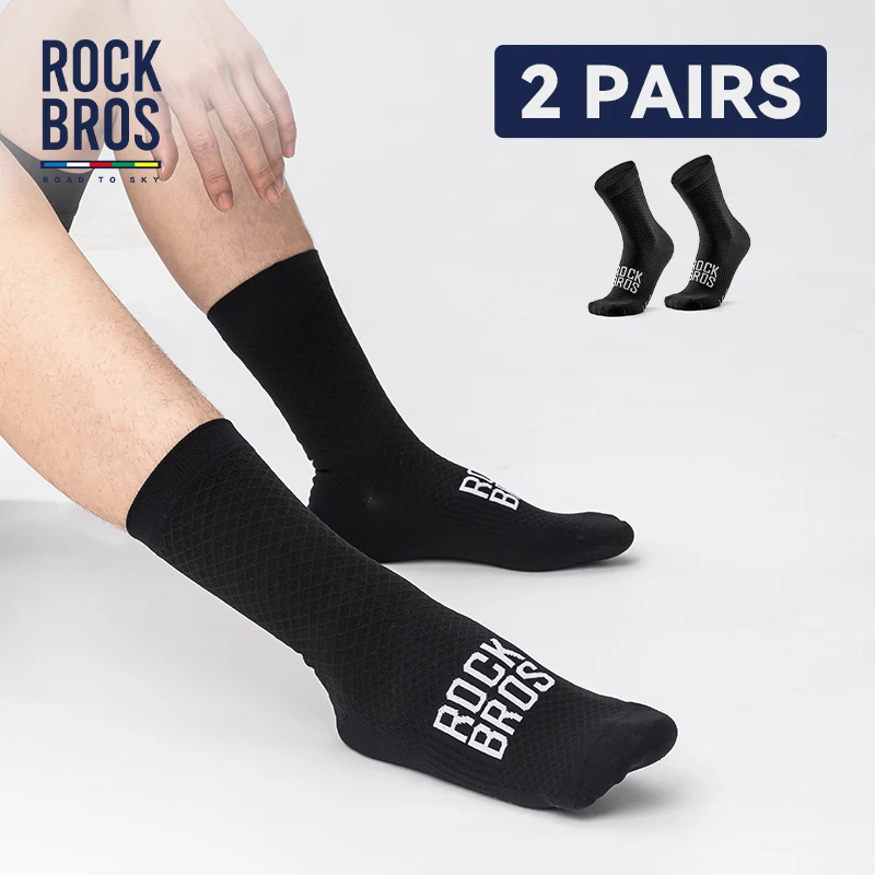 ROCKBROS Cycling Socks Breathable Professional Sport Socks Comfortable High-elastic Outdoor Bicycle Socks shock-absorbing 2Pairs