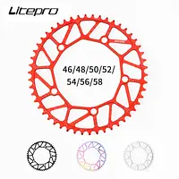 Liteproelite Bicycle Crank Chainwheel Full Hollow Round 48T 50T 52T 54T Crankset Chainring BCD130 58T 56T For Folding Bike
