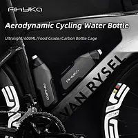 AhyKa Aerodynamic Water Bottle Set 600ml Big Capacity Food Grade PP5 Bottle With Ultralight Carbon Bottle Cage Bike Accessories