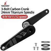 WUZEI Road Bike Carbon Crank 165 170mm Bicycle Sprocket 24mm Titanium Axle 3 Bolts Direct Mount Bicycle Crank Arm for Shimano
