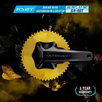 RYET Aero Chainring 50-34T 52-36T 54-42T for Shimano 12-Speed 2x Road Bike Groupsets CNC Aluminum Black/Silver