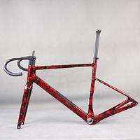 TanTan Carbon Frame Disc Brake Gravel Bike with Fully Hidden Cables, Carbon Fiber T1000, T47 Bottom Bracket, Max Tire Size 700*50C, UDH GR201, Red Water Ripple finish.