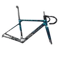 TanTan Full Toray T1100 Super Light Disc Road Bike Frame FM025 Hidden Cable Blue Gray Water Ripple Paint Max Tire 700X32C