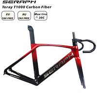 TanTan Black and Red Gradient Full Internal Cable Disc Brake Road Bike Frame TT-X34 with Silver Logo Carbon Fiber T1000