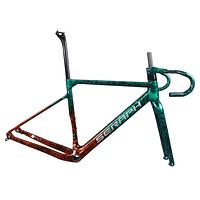 TanTan Full Hidden Cable Disc Gravel Bike Frame GR060 Orange Green Water Ripple Paint  Toray Carbon Fiber T1000