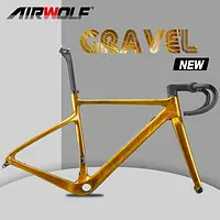 AIRWOLF Carbon Gravel Bike Frame 700*40C Fully Hidden Cable Carbon Frame Gravel Disc Brake Road Bicycle Frameset A5 Painting