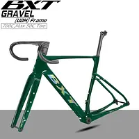 BXT 2026 700C Carbon Fiber Gravel Bike Frame model-055 Road/MTB Bicycle Frame Fork Fit Flat Mount Disc Brake 140mm Frame