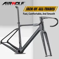 Airwolf 700*45C T1100 Carbon Gravel Fahrradrahmen Scheibenbremse Aero BB386 Carbon Gravel Fahrradrahmenset mit Lenker - AliExpress 18