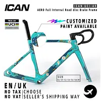 ICAN Hot Sale A9 Handmade Paint Carbon Road Bike Disc Brake Bicycle Frameset With Handlebar Front Fork BB86 For Travg Daily Comm