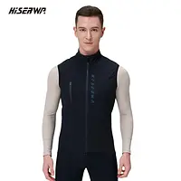 HISERWA Men Cycling Vest Windproof Breathable Lightweight Sleeveless Gilet MTB Road Cycling Vest Jersey Tight Fit Design SBS Zip