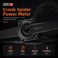 THINKRIDER PP5 Carbon Fiber Spider Power Meter Crankset 24MM 160-175mm ANT+ BLE for Road Bike