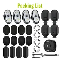 PIDZOOM Wireless LED Lights Fast USB-C Charging Perfect for Cars, Bikes, Motorcycles, Drones RG5 4 Lights 4 Quick Release Bases