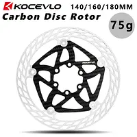 KOCEVLO Carbon Fibre Bike Disc Brake Rotor Ultralight 75g 140/160/180MM 6 Bolts MTB Road Bicycle Brake Rotor Parts