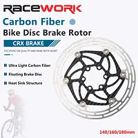 RACEWORK Carbon Fiber Bike Disc Brake Rotor MTB Road Bicycle Ultralight 6 Bolts Floating Rotor 140mm 160mm 180mm Brake Disc