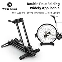 WEST BIKING Double Pole Bicycle Parking Stand Foldable Indoor Bicycle Rack for 24-29Inch MTB/700C Road Bike Cycling Accessories