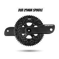 OVERFAST Aero Crankset | 29mm Spindle, Alloy or Carbon Spider, EVO Alloy Chainrings