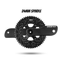 OVERFAST Aero Crankset | 24mm Spindle, Alloy or Carbon Spider, EVO Alloy Chainrings