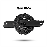 OVERFAST Aero Crankset | 24mm Spindle, Power Meter Spider, EVO Alloy Chainrings