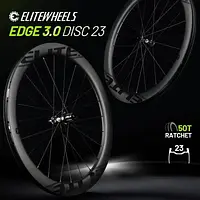 ELITEWHEELS EDGE 3.0 DISC Carbon Wheelset Ratchet System 50T Wing 20 Spoke Center Lock Cruiser Wheelset UD Matte Raw Carbon