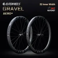 ELITEWHEELS GRAVEL AERO+ 700C Carbon Wheelset Wing 20 Spokes Ratchet System 50T Disc Brake Cyclocross Wheels Center Lock