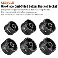 LEBYCLE Bike Dual-Sided Bottom Bracket Socket 3/8 Inch Ratchet Wrench Interface Anti-Slip Bike BB Install Removal Repair Tool
