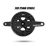 OVERFAST Light Crankset | 29mm Spindle, Alloy or Carbon Spider, EVO Alloy Chainrings