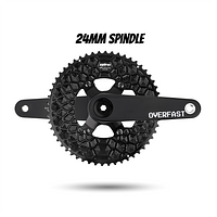 OVERFAST Light Crankset | 24mm Spindle, Alloy or Carbon Spider, EVO Alloy Chainrings