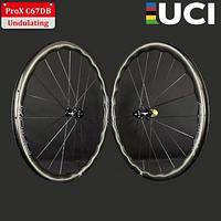 ProX Super Light Carbon Spoke Wheels C67DB Undulating Rim Depth Road Wheelset