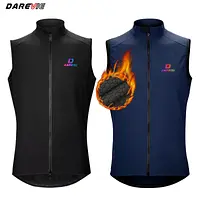 DAREVIE Cycling Vest Thermal Winter Windproof 2 Way Zippers Waterproof Cycling Windbreaker Back Zipper Pockets Men Women Rainbow