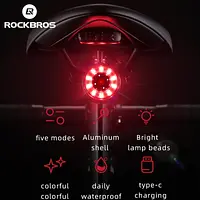 ROCKBROS Waring Bike Taillight Type-C Charge Water-resist Rear Light Double Bracket 7 Colors Cycling Light Lamp Bike Accessories - AliExpress 18