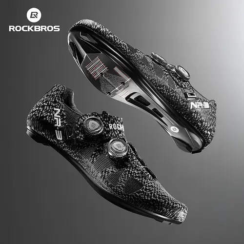 ROCKBROS Professional Cycling Shoes Knob Buckle Fastening Road Bike Self-Locking Shoes Bicycle SPD Cleats Shoes Cycling Footwear