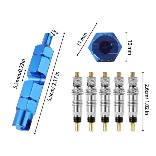 Removable Presta Valve Core Brass Tubeless Bike Valve Replacement with Remover Tool for Road and MTB Bicycle Wheels