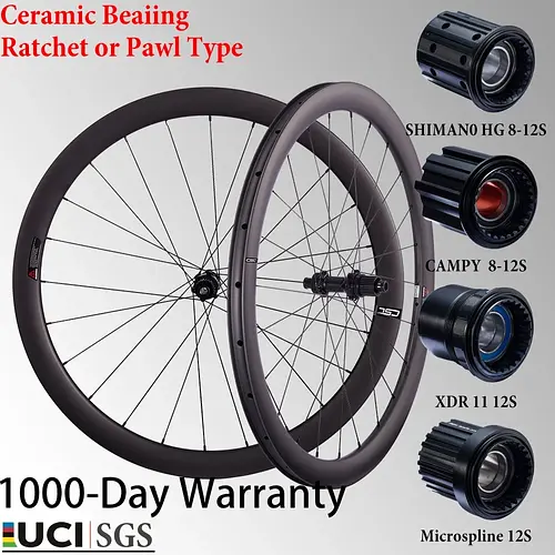 CSC UCI 1280g 54T Ratchet Disc brake Ceramic Road bike Carbon Wheel 35-58mm Clincher Tubeless Carbon Wheelset Gravel bicycle
