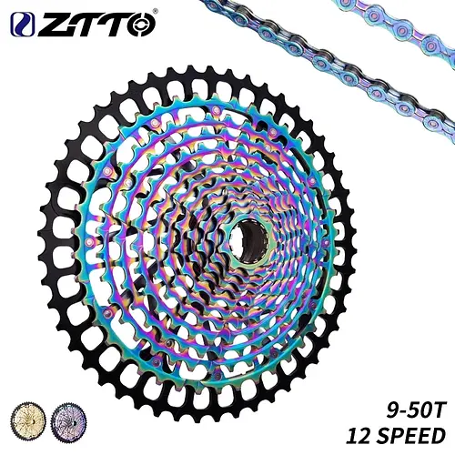 ZTTO MTB XD 12 Speed 9-50T Cassette Ultralight CNC Steel Rainbow Golden 375g Ultimate 12speed 9x46 Sprocket 1299 k7 Colorful ULT  