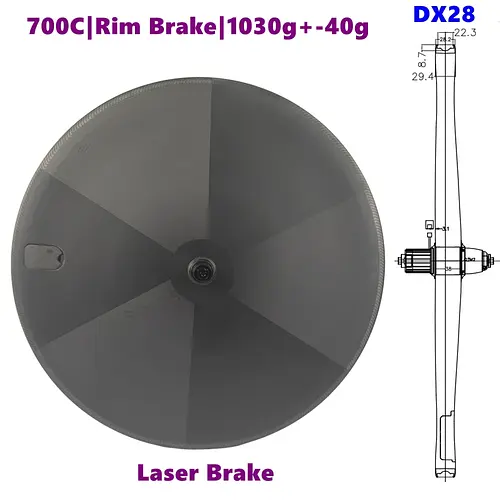 BIKEDOC DX28 1025g Rim Brake Carbon Disc Wheel 700C Disk Wheelset 28MM Width Triathlon Lenticular Road Wheel Set