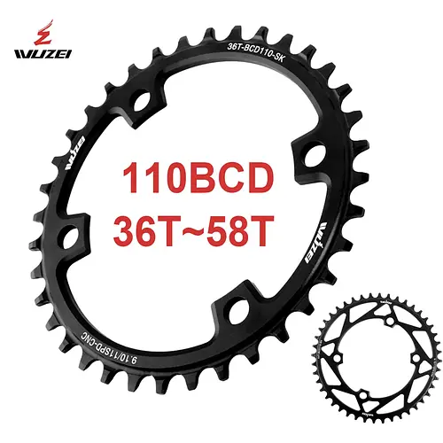 WUZEI Road Bike Single Chainring 110BCD 4 Holes Speed Bicycle Chainwheel