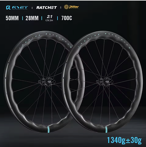 RYET Road Carbon Wheelset Sinusoidal Bicycle Rimsets 22mm Tubeless Clincher Disc Brake 36T Ratchet Hub Ultralight Bike Wheels