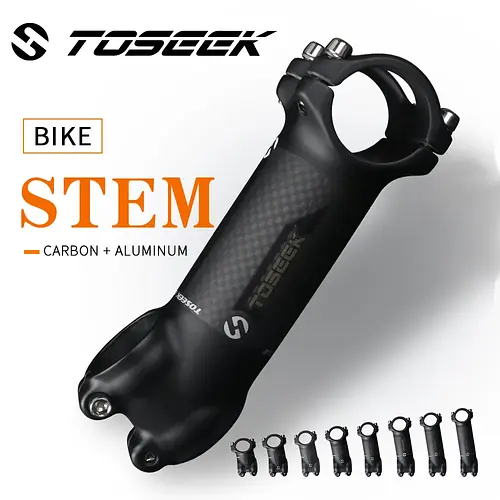 TOSEEK Bicycle Handlebar Stem 28.6-31.8mm Aluminum + Carbon Stem Angle6 17 Mtb Handlebar Stem MTB Stem Spare Parts For Bicycle 