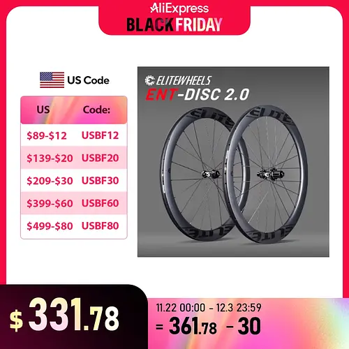 ELITEWHEELS Carbon Wheels ENT 2.0 Disc Brake 700c Carbon Rim Center Lock Road Bike Wheelset UCI Quality Road Racing Wheelset