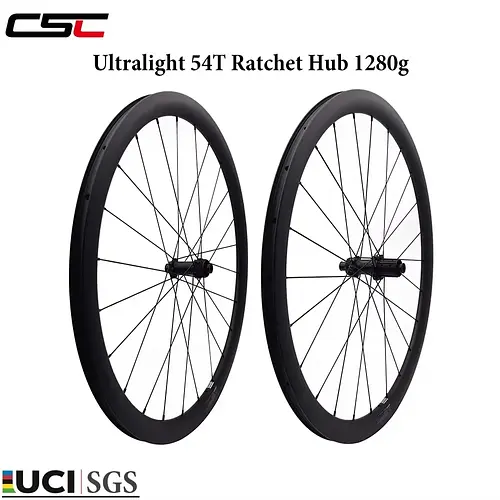 CSC 700C Gravel bicycle Carbon Wheels Center Lock Disc brake 54T Ratchet Hub 45mm deep for Racing bike 1280g Ultralight