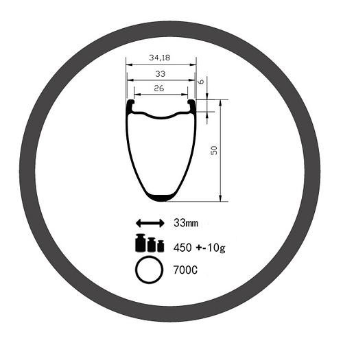 CS-D50CU-33 disc brake 50mm depth carbon road rim 33mm (Xiamen Carbon Speed)