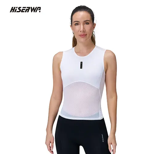 HISERWA Women Cycling Base Layer MTB Road Cycling Underwear Mesh Breathable Quick Dry Cycling Undershirt Elastic Bicycle Vest
