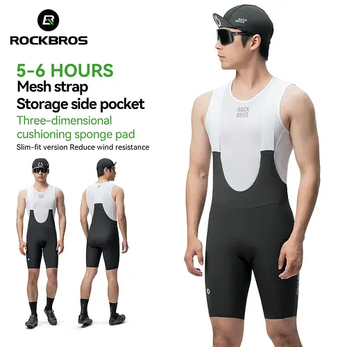 ROCKBROS Cycling Bib Shorts Seamless Men Cycling Shorts 6H 500KM Ride Summer MTB Road Shorts Buffer Zone Bicycle Tights