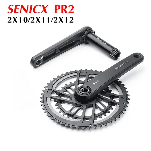 SENICX PR2 Road Bike Crank Crankset 165/172/175mm CNC 50-34/52-36/53-39T 30/46T Double Chainring DUB Crankset