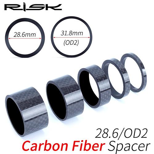 RISK MTB Road Bike Bicycle Headset Stem Carbon Fiber Washer 1-1/8" 28.6mm 1-1/4" 31.8mm OD2 Stem Front Fork Adjustment Spacer