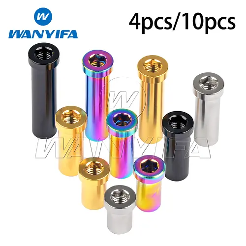 Wanyifa 4/10pcs M6 Titanium Nut Full Length 13 15 17 23 25 31.5 33 35mm for Road Bicycle Brake Caliper C Clamp Fix Ti Parts