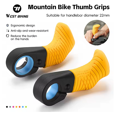 WEST BIKING MTB Ergonomic Thumb Support Grips 1 Pair Multicolor Bicycle Small Auxiliary Handlebar Rest Grips Bike Accessories