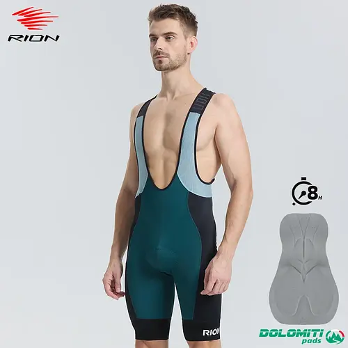 RION Men's Cycling Bib Shorts Bicycle Clothes Bike Tights Outdoor Sports High Density Pad DOLOMITI Long Distance Riding 8 Hours