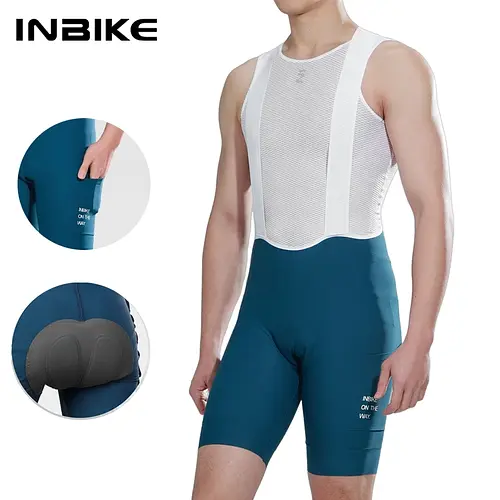 INBIKE Summer Cycling Bib Shorts 3D Padded Men's MTB Bike Shorts Pants Man Road Cycling Pants Bicycle Shorts with Pocket Clothes