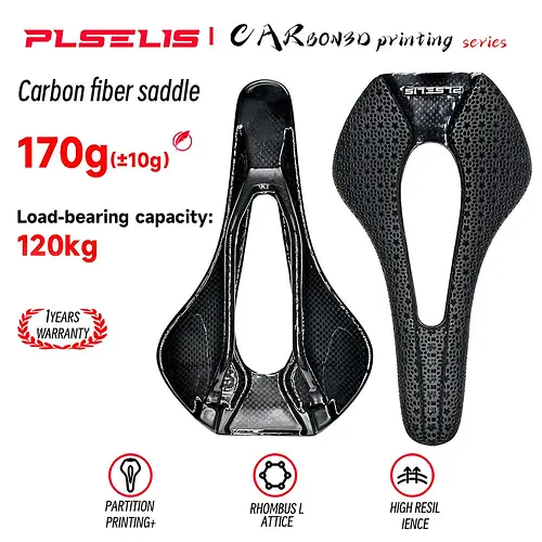 PLSELIS popular road mountain bike saddle 3D printed carbon fiber hollow breathable high-strength short nose cushion PS--8000